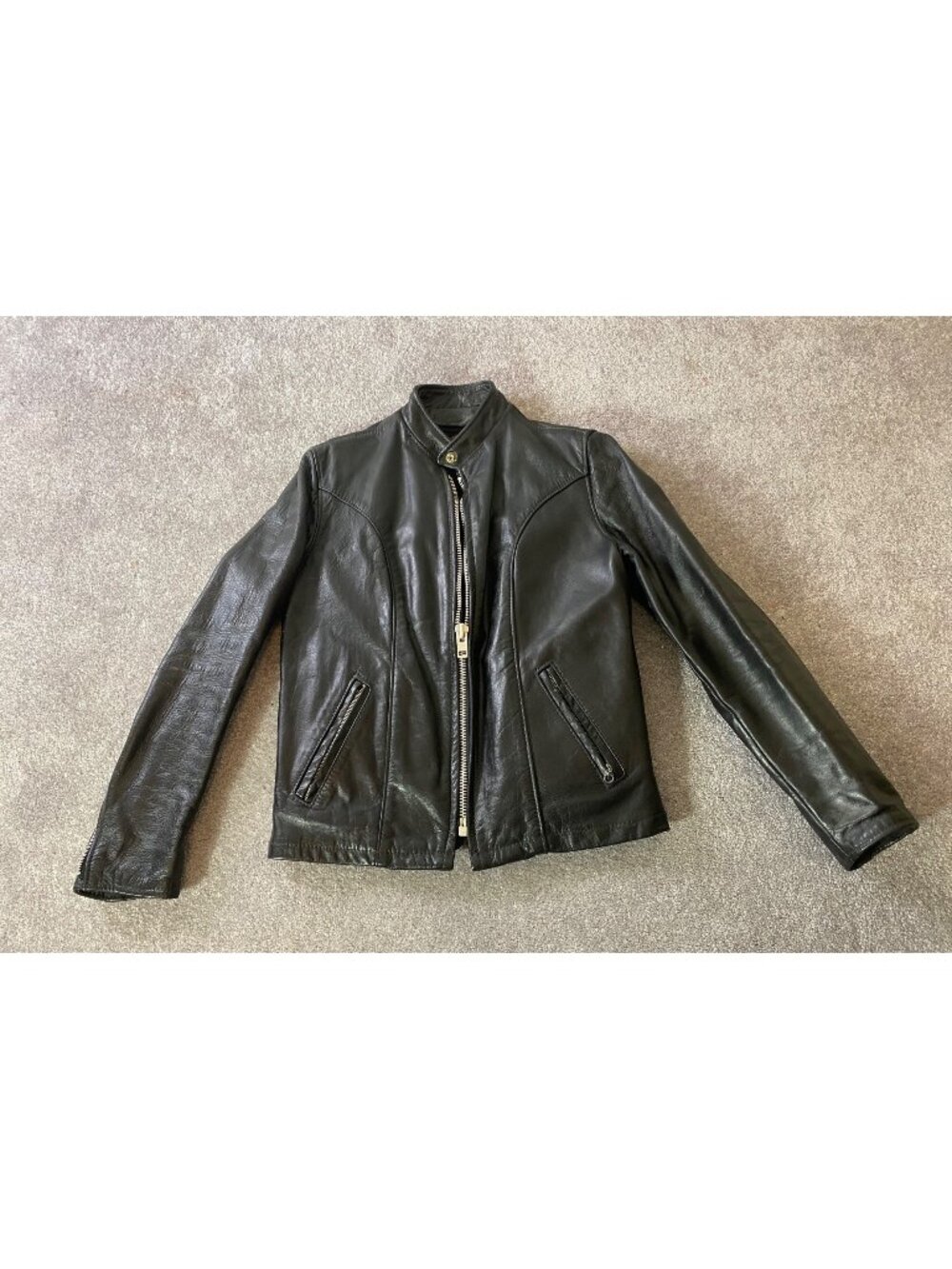 Vintage Reed Mens Black Leather Moto  Jacket Zip Out Lining Small